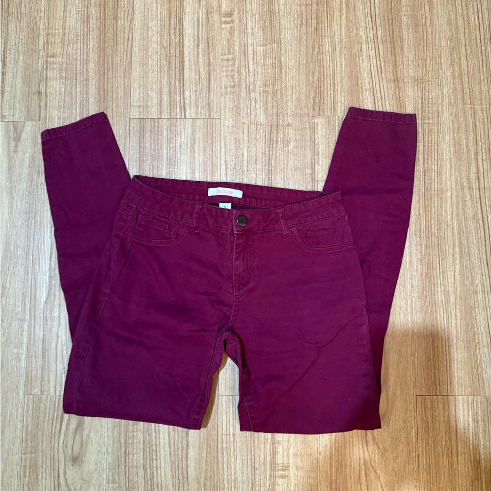 Refuge Women's Deep Red Skinny Jeans